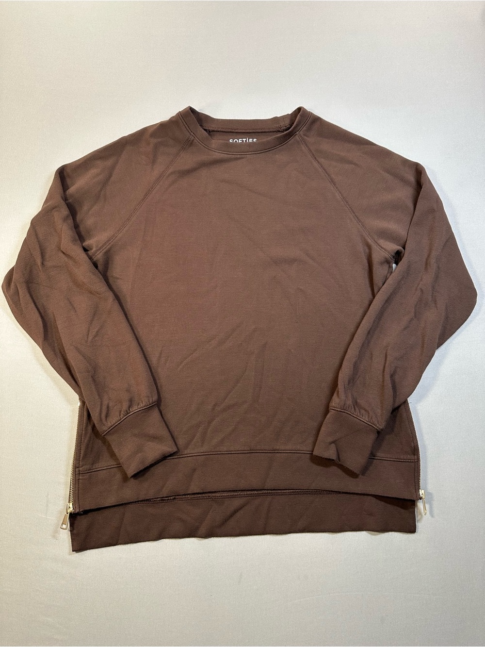 Softies Crewneck Marshmallow Side Zip Pullover Sweatshirt Top - Womens Medium